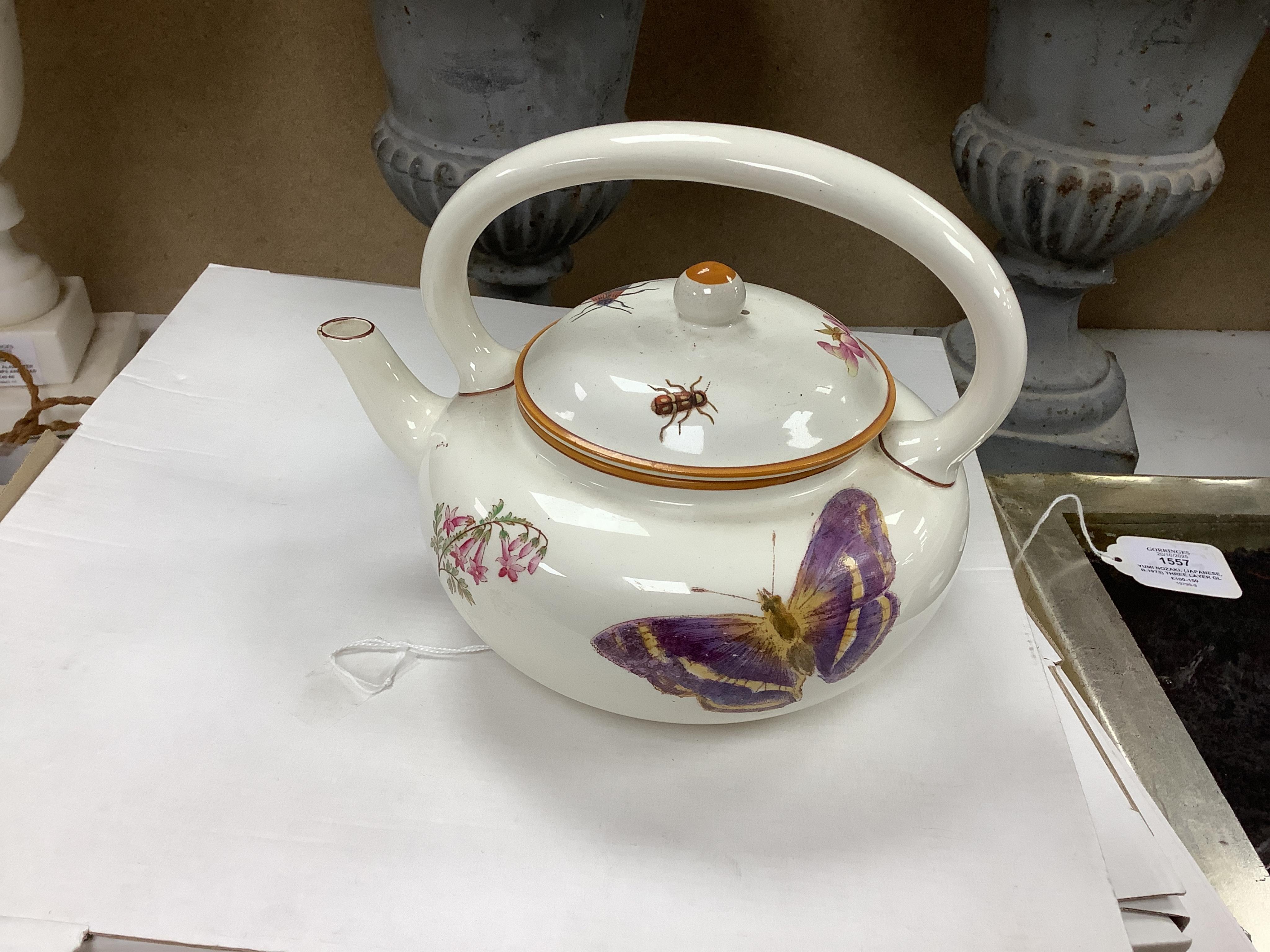 An early 19th century Derby three piece tea service, A pair of Staffordshire cow groups, Wedgwood etc